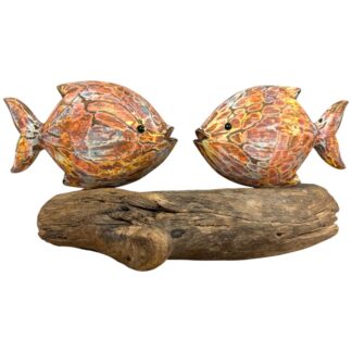 Double painted fish on driftwood