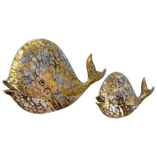 Set of two painted whales