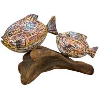 Painted abstract mother and baby fish